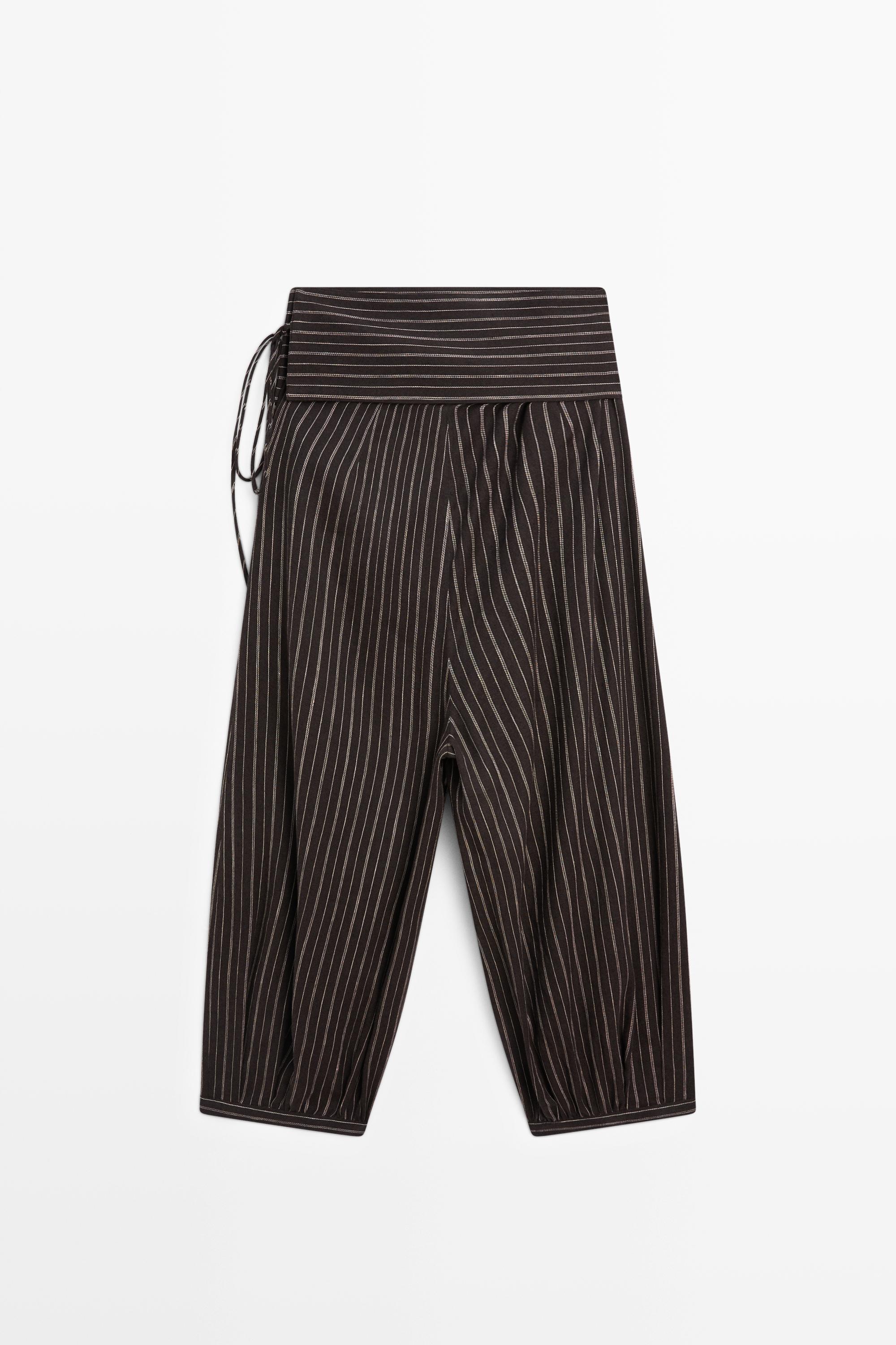 Striped sarouel trousers with cummerbund detail